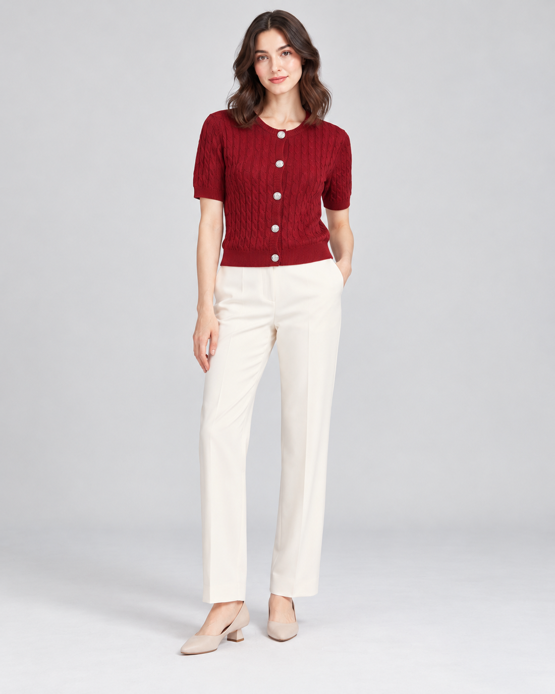 CARDIGAN MANCHE COURTE BOUTONNÉ