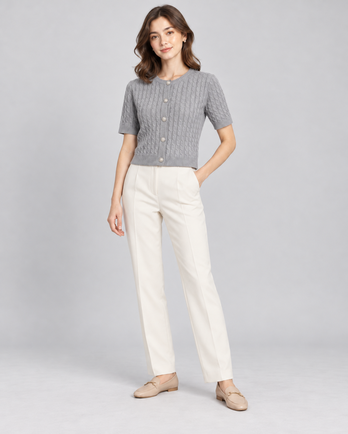 CARDIGAN MANCHE COURTE BOUTONNÉ