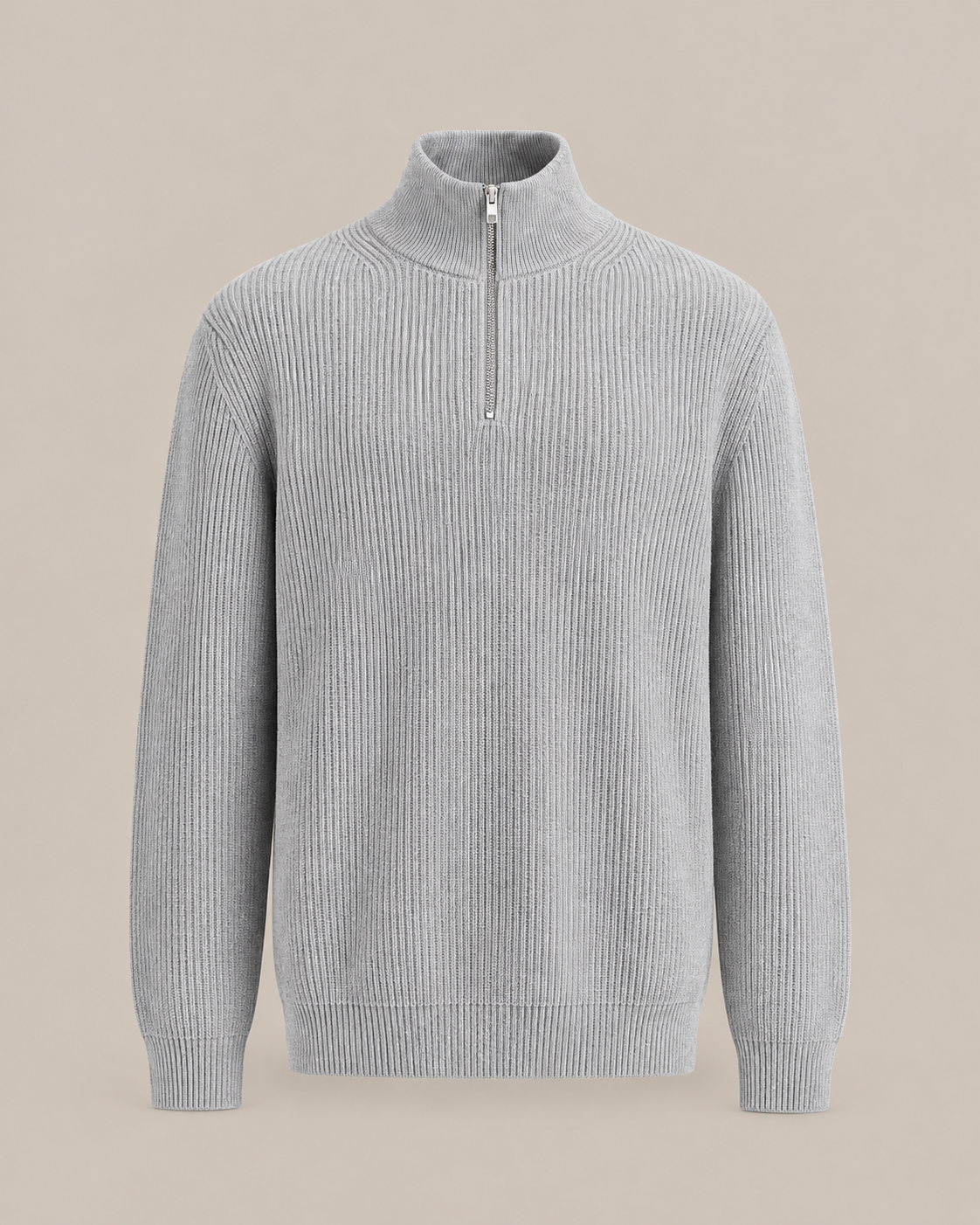 PULL COL MONTANT EN MAILLE DEMI-ZIP