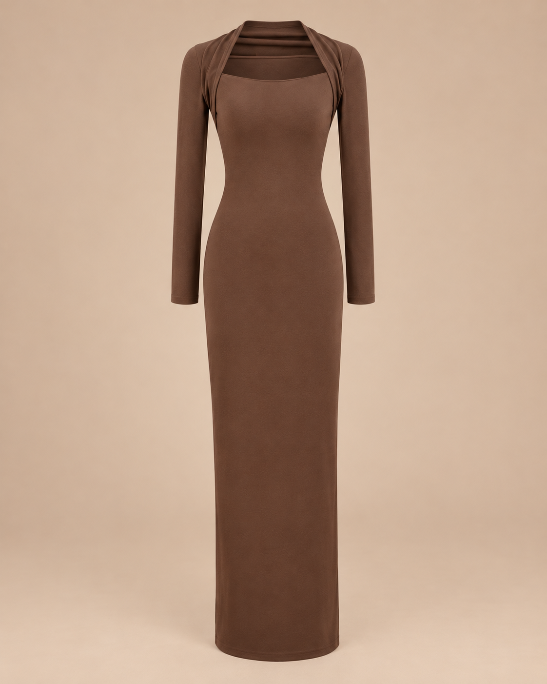 ROBE LONGUE EN MAILLE COL CARRÉ