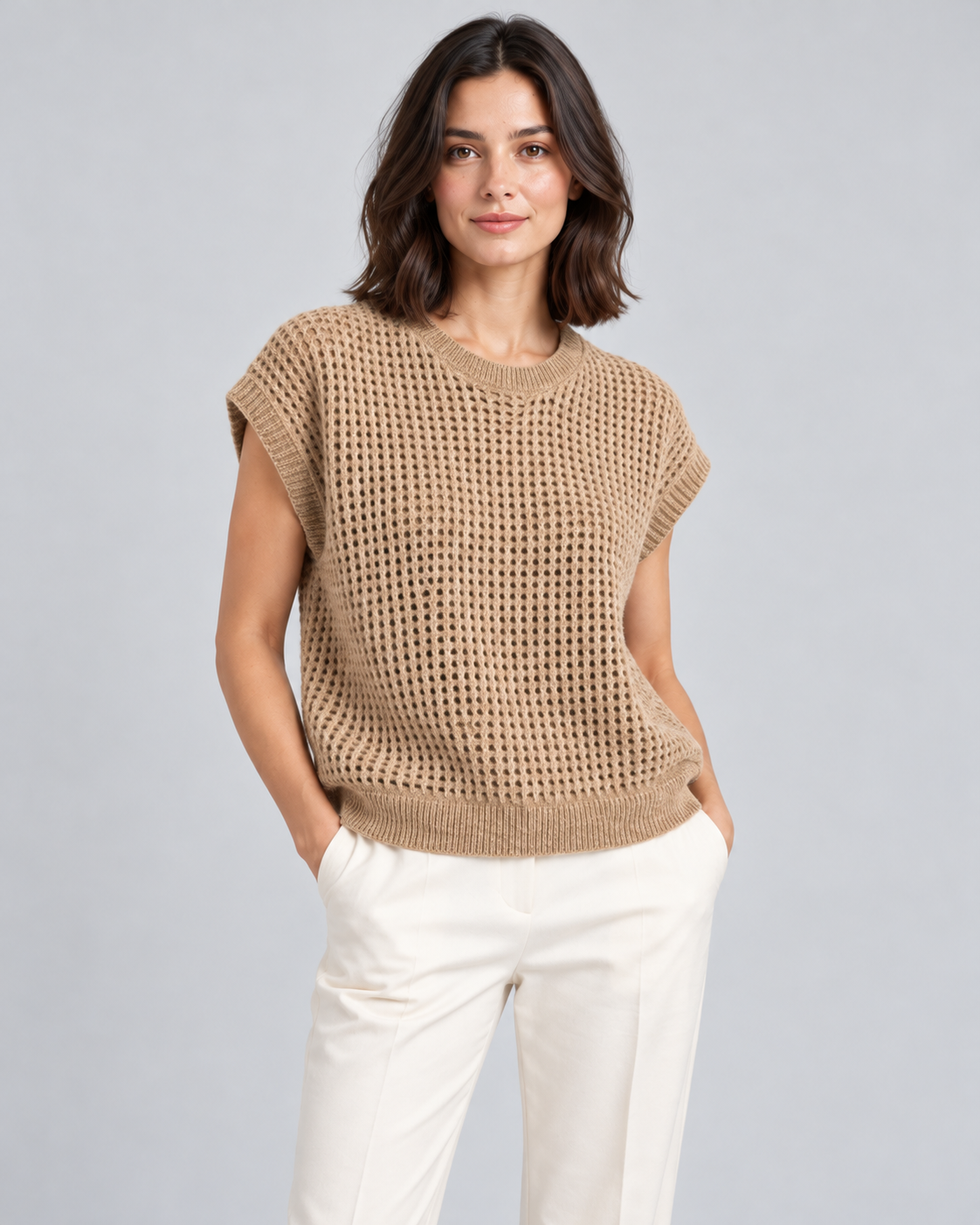 GILET SANS MANCHES EN MAILLE