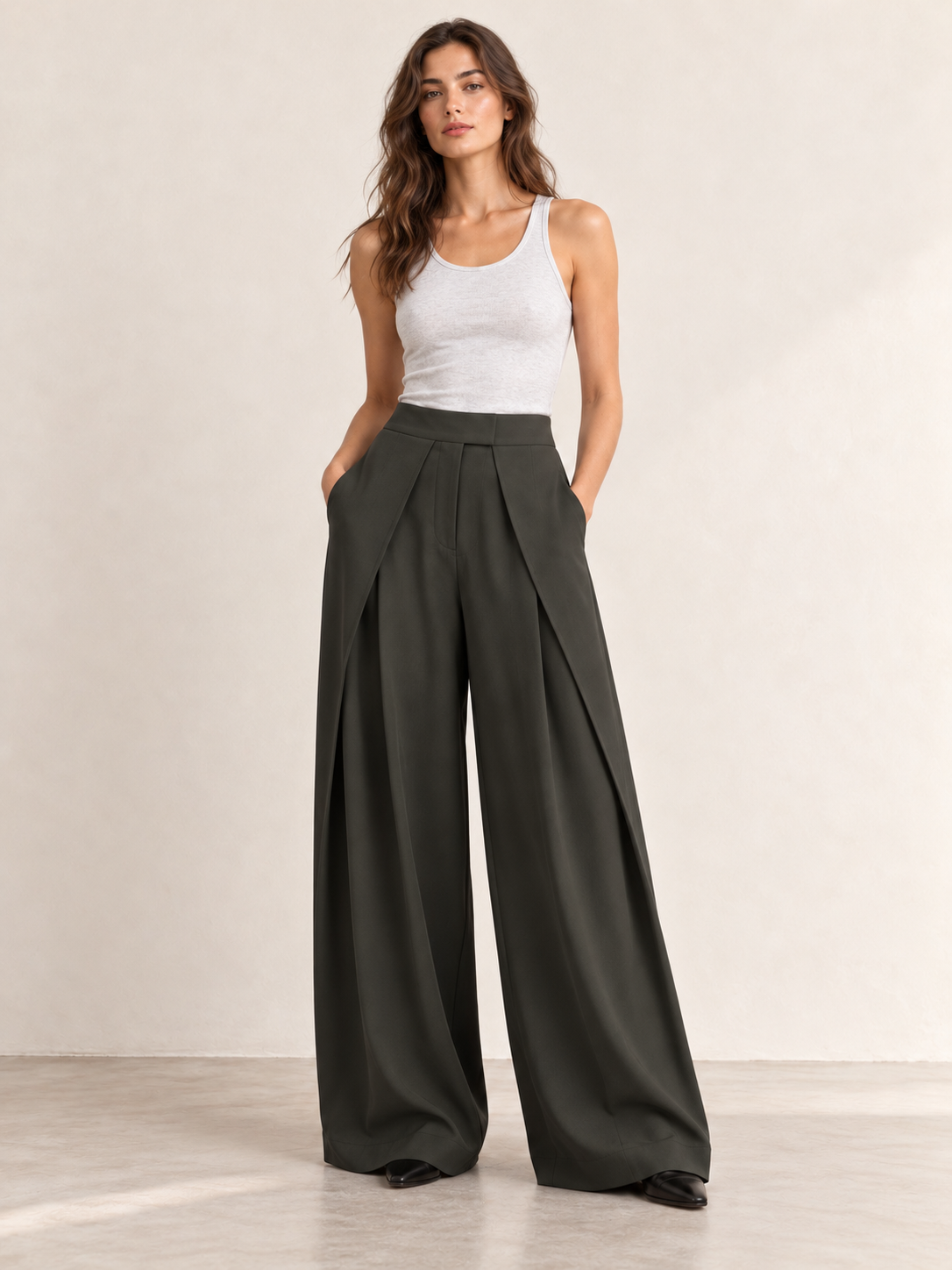 PANTALON LARGE À PINCES