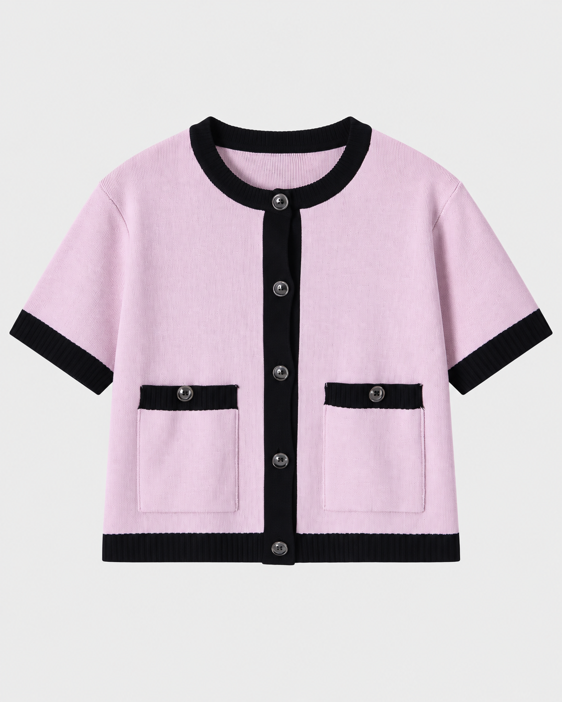 CARDIGAN MANCHES COURTES CONSTRASTÉ