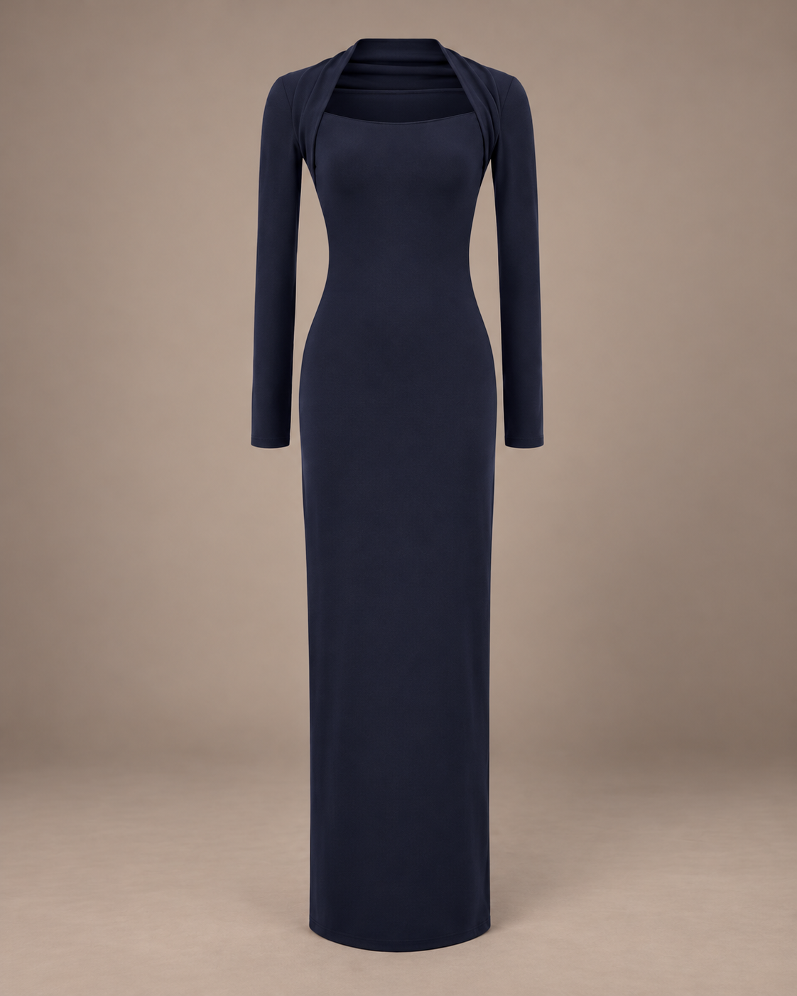 ROBE LONGUE EN MAILLE COL CARRÉ