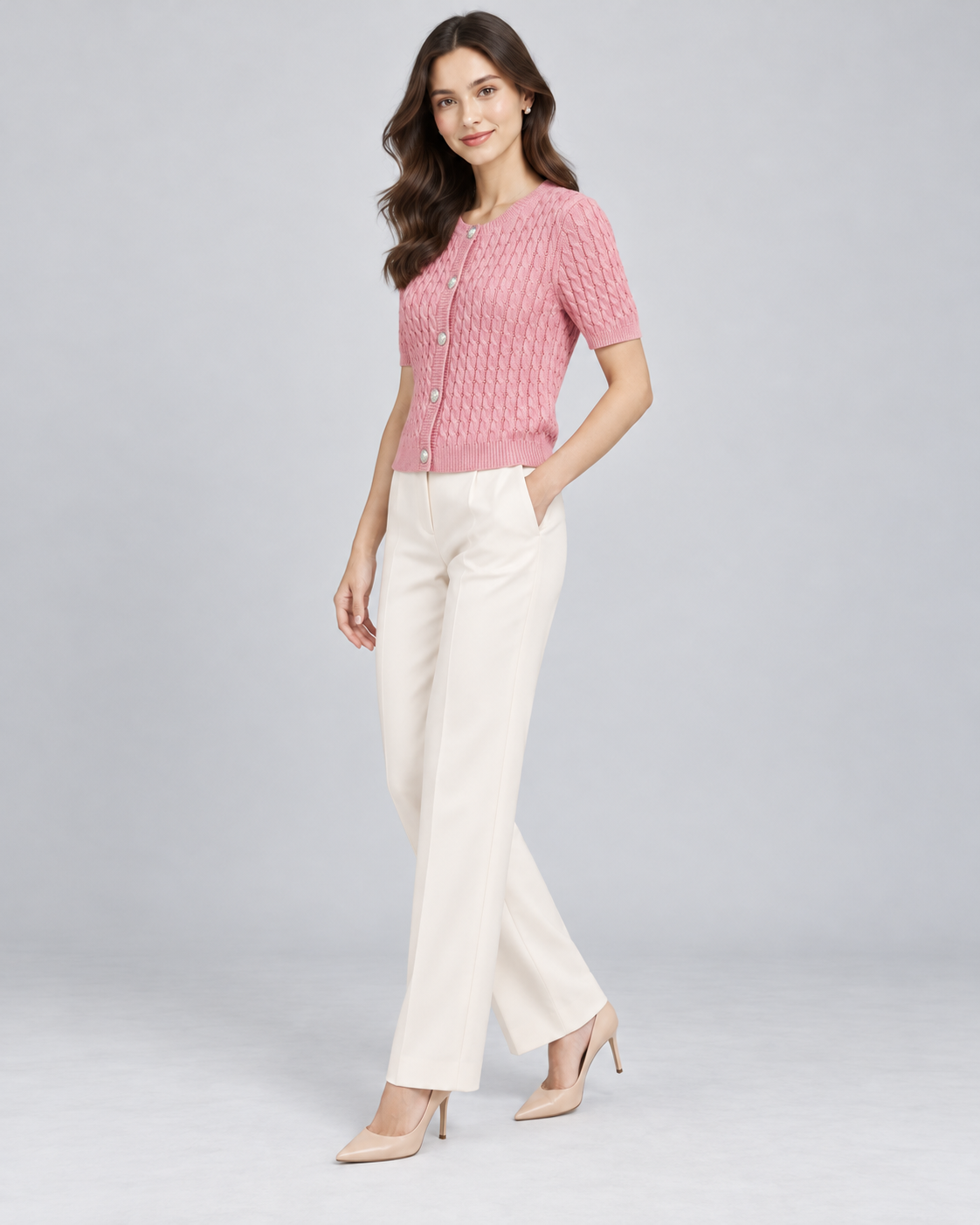 CARDIGAN MANCHE COURTE BOUTONNÉ