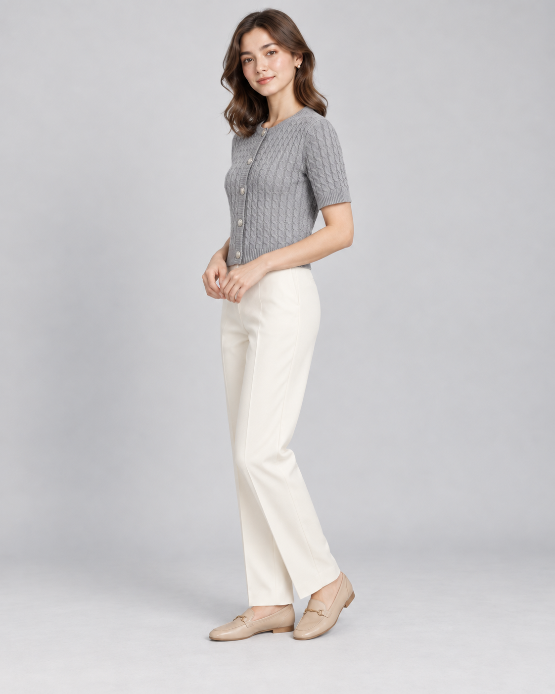 CARDIGAN MANCHE COURTE BOUTONNÉ