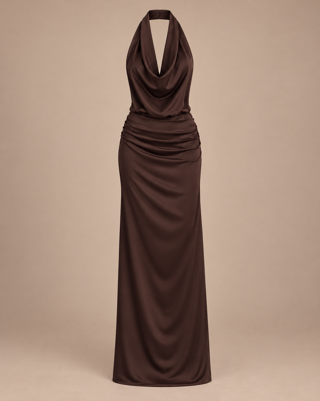 ROBE MI-LONGUE DRAPÉE COL AMÉRICAIN