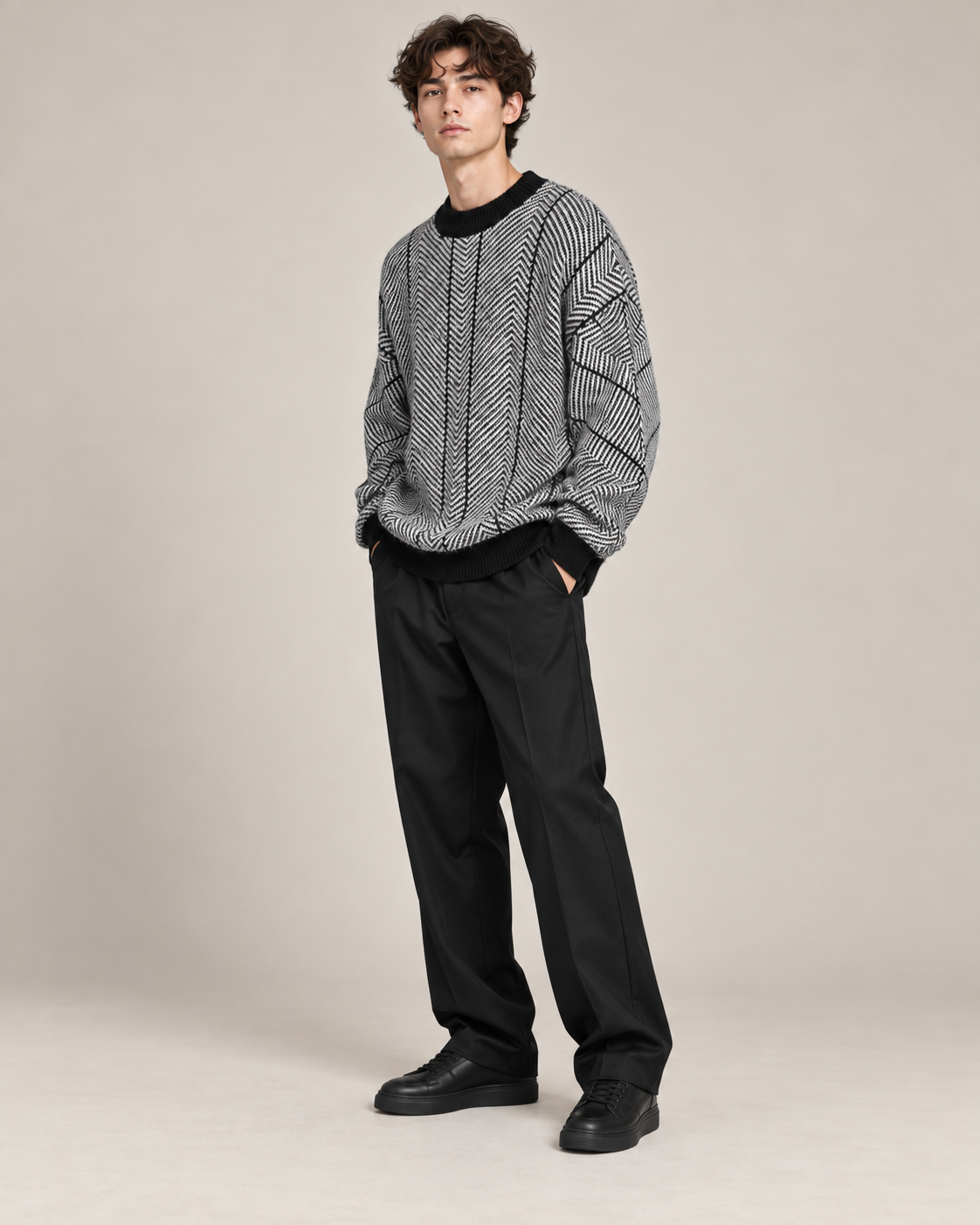 PULL COL ROND AVEC DÉTAILS CONTRASTÉS