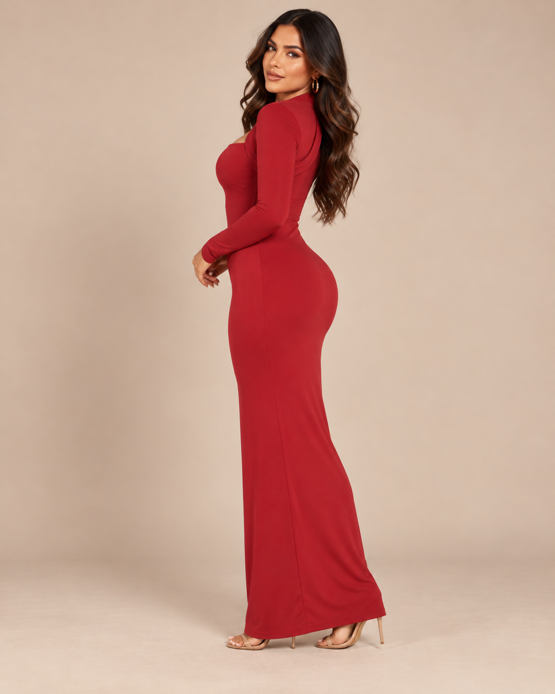 ROBE LONGUE EN MAILLE COL CARRÉ