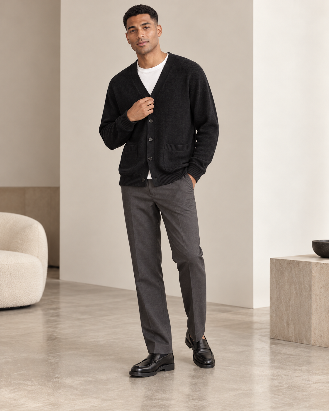 CARDIGAN BOUTONNÉ COL V