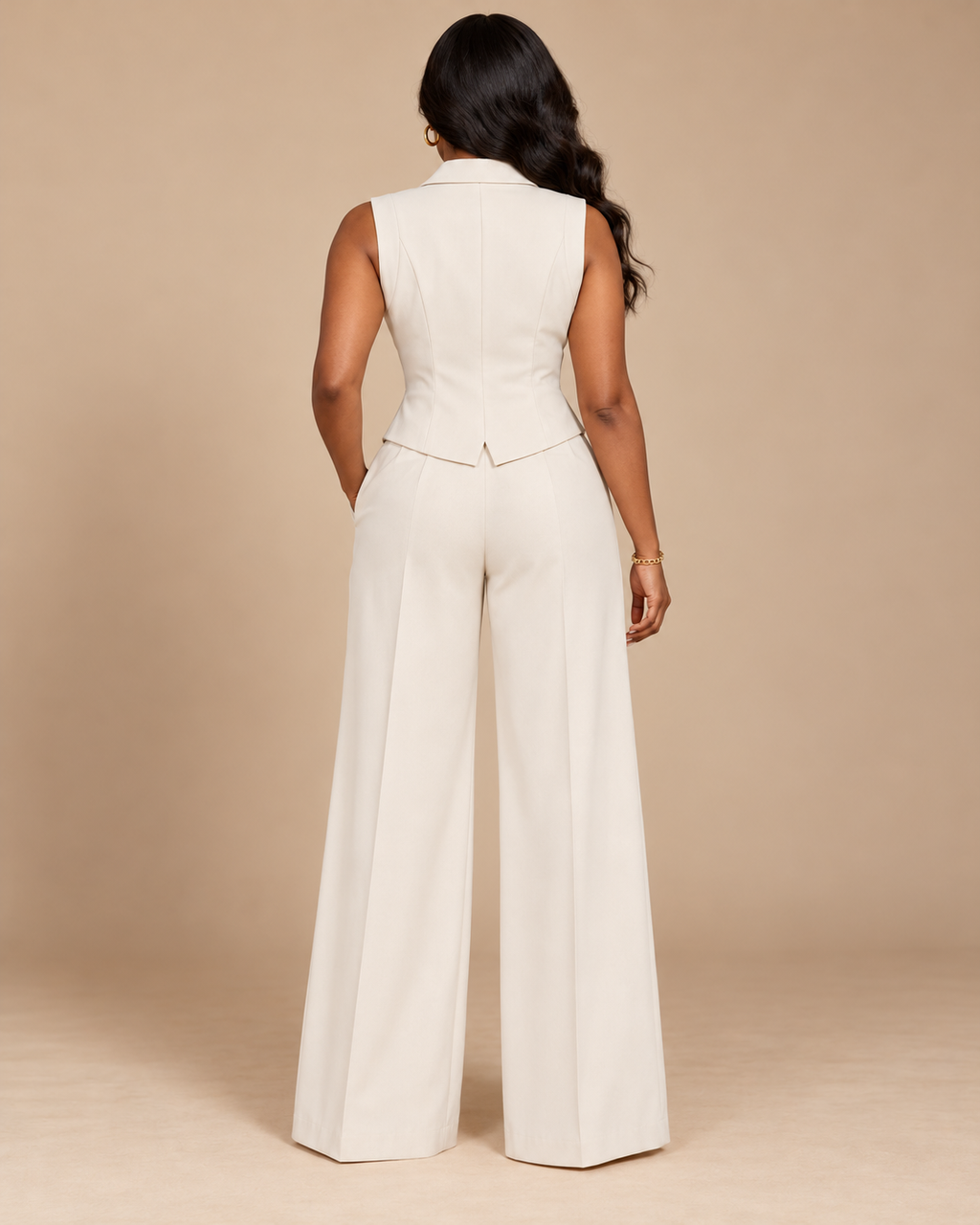 ENSEMBLE GILET TAILLEUR PANTALON PLISSÉ