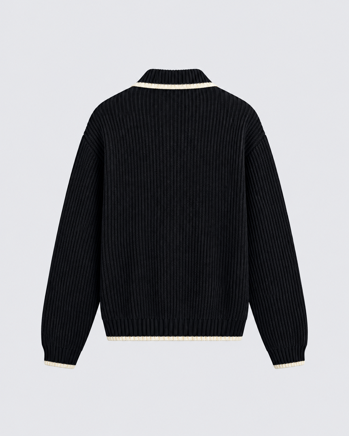 CARDIGAN ZIPPÉ À COL CONTRASTÉ