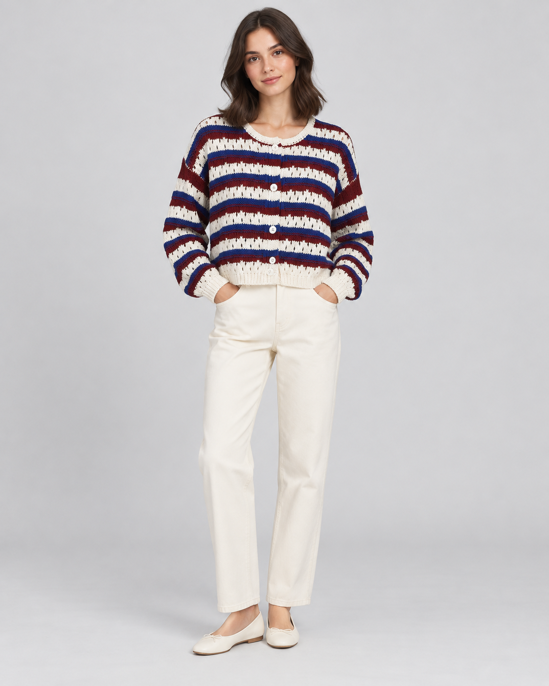 CARDIGAN ÉPAIS RAYÉ BOUTONNÉ