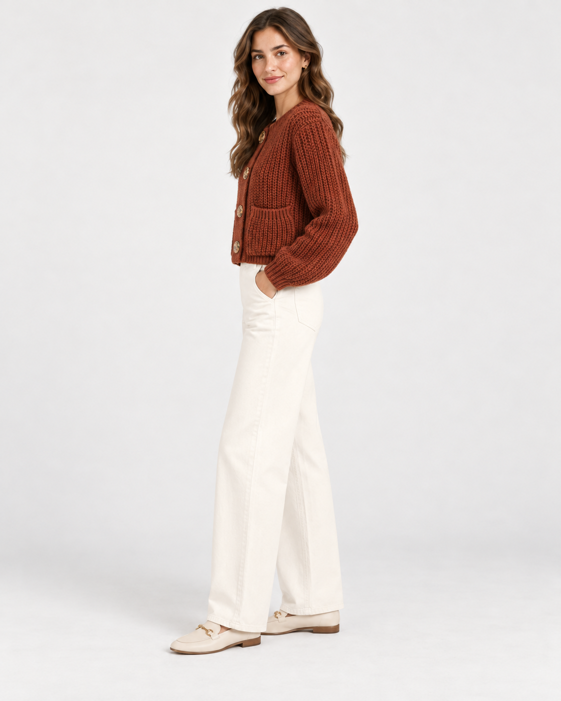 CARDIGAN ÉPAIS UNI BOUTONNÉ