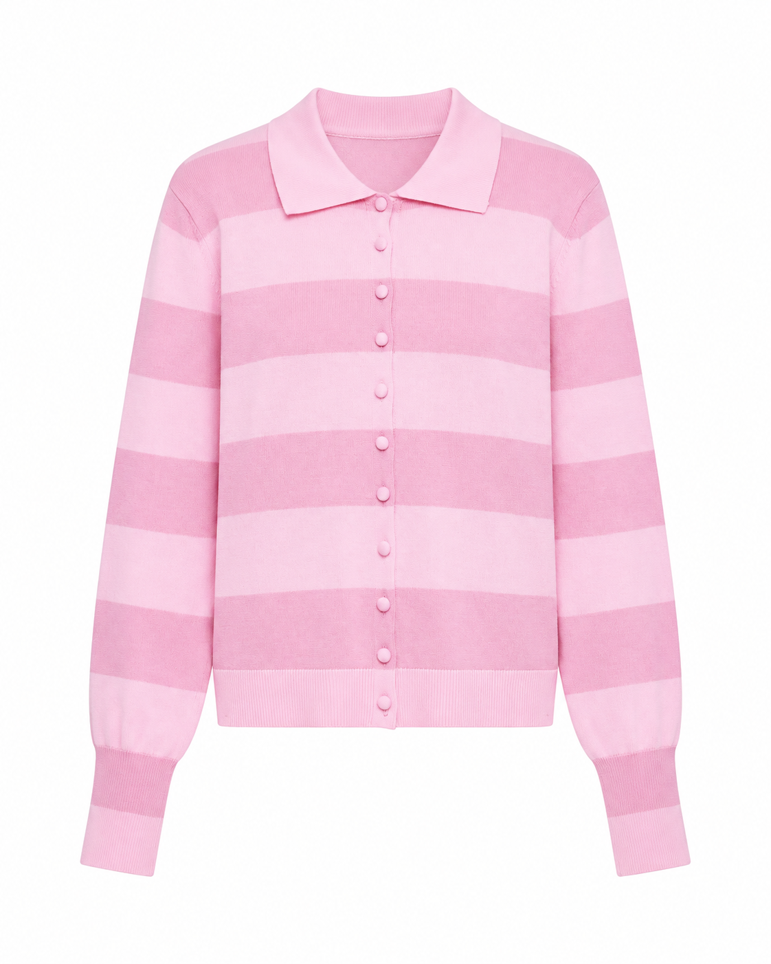 CARDIGAN RAYÉ ROSE BOUTONNÉ