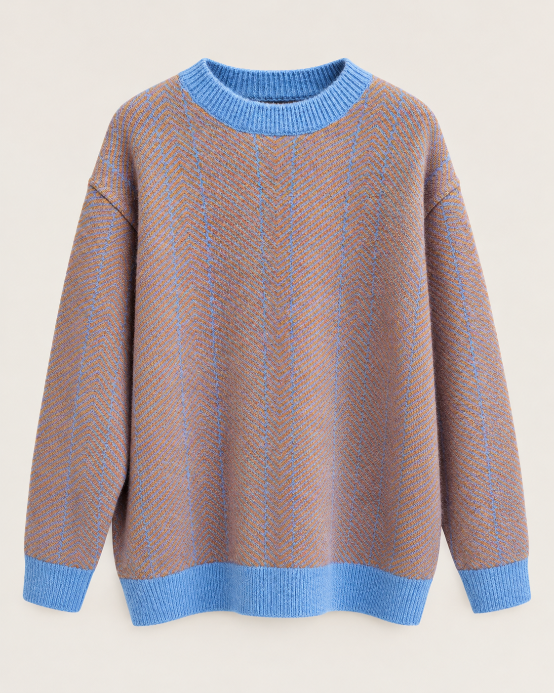 PULL COL ROND AVEC DÉTAILS CONTRASTÉS