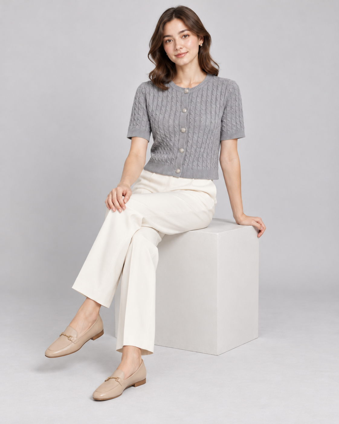 CARDIGAN MANCHE COURTE BOUTONNÉ