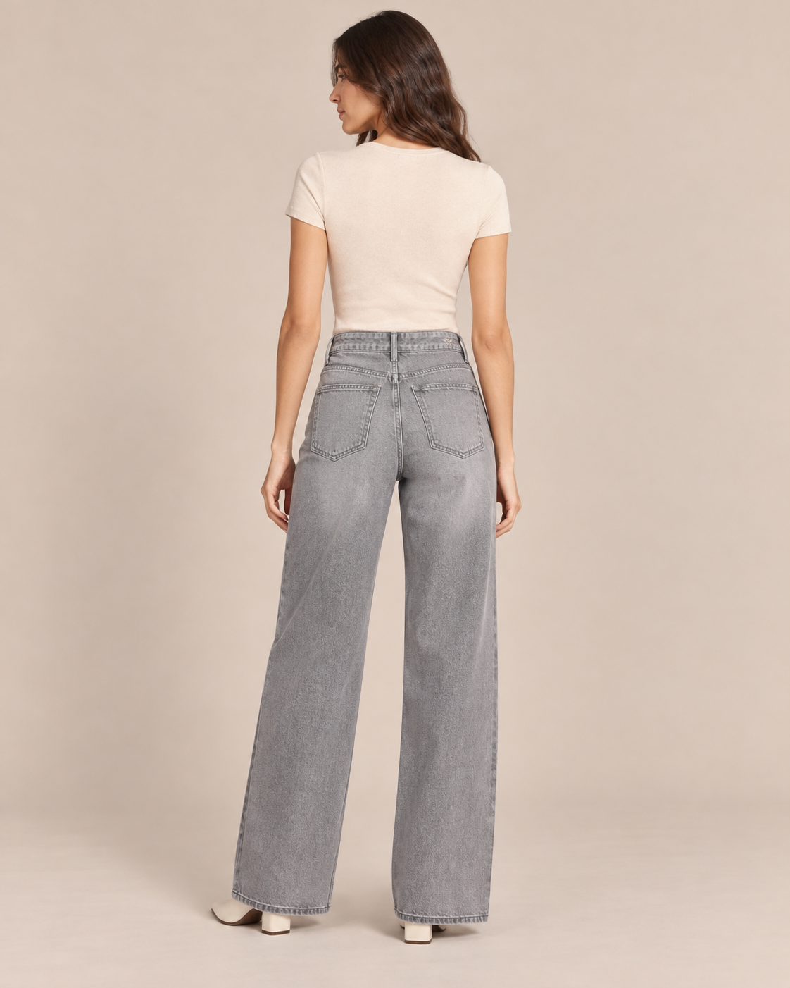 JEAN LARGE TAILLE HAUTE DÉLAVÉ