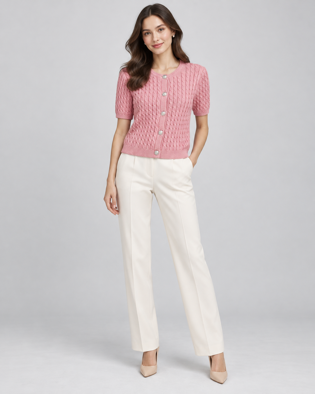 CARDIGAN MANCHE COURTE BOUTONNÉ