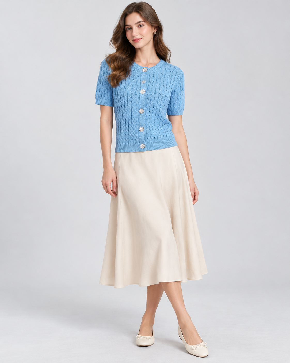 CARDIGAN MANCHE COURTE BOUTONNÉ