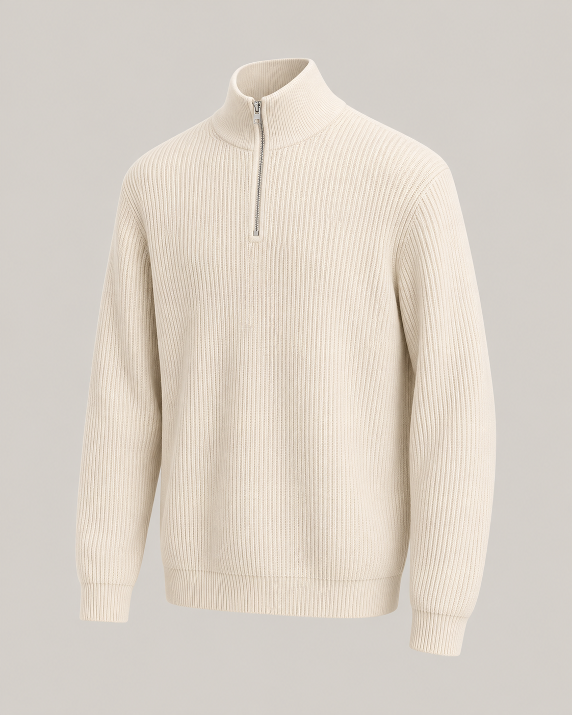 PULL COL MONTANT EN MAILLE DEMI-ZIP