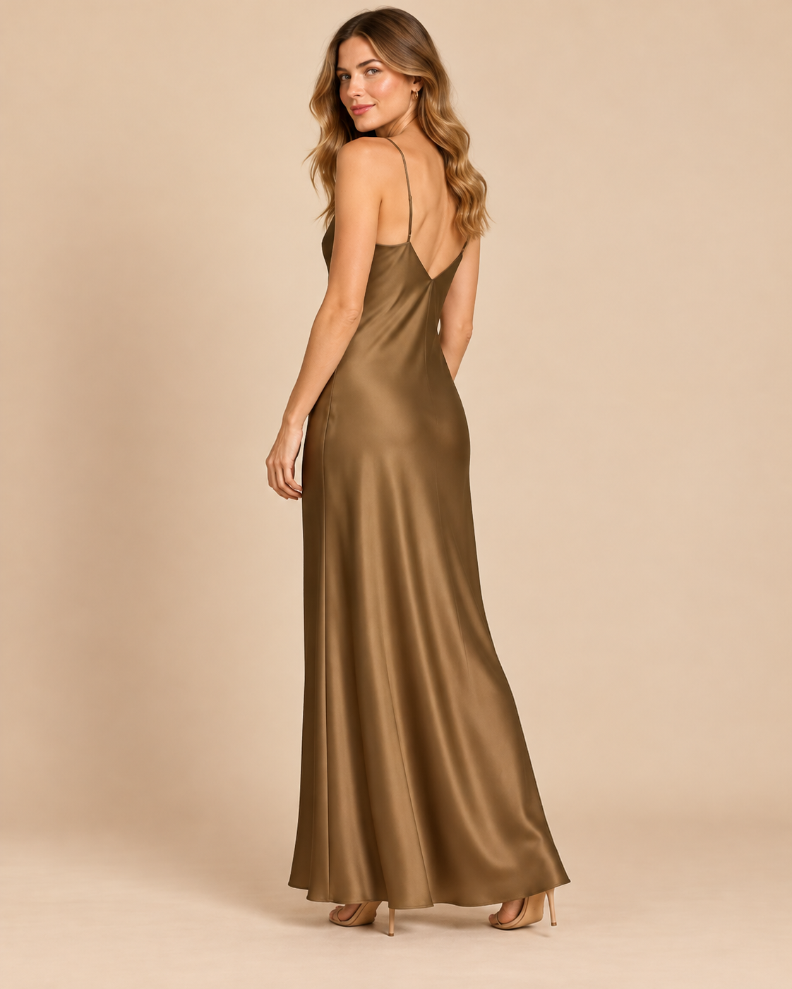 ROBE LONGUE SATINÉE À BRETELLES