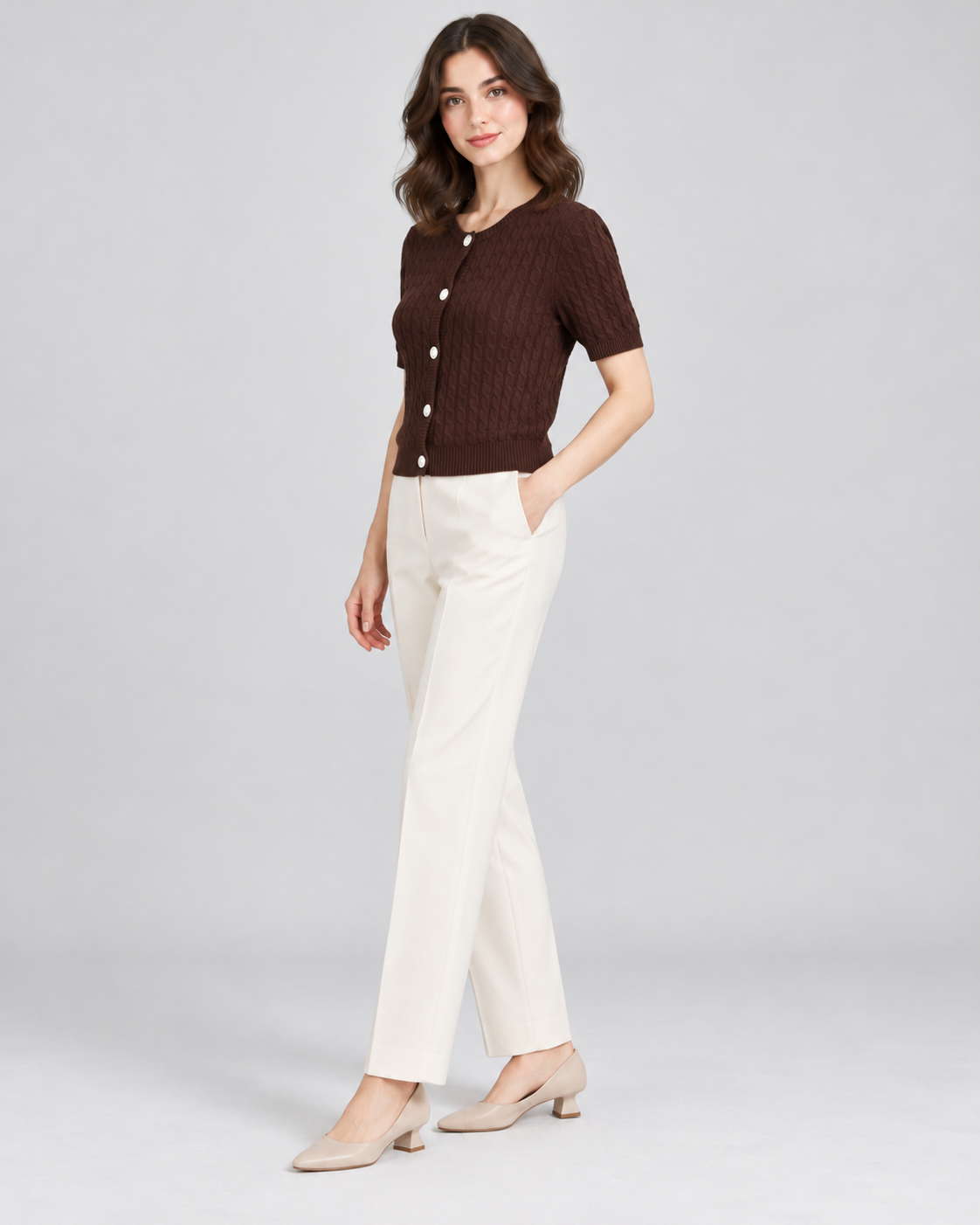CARDIGAN MANCHE COURTE BOUTONNÉ
