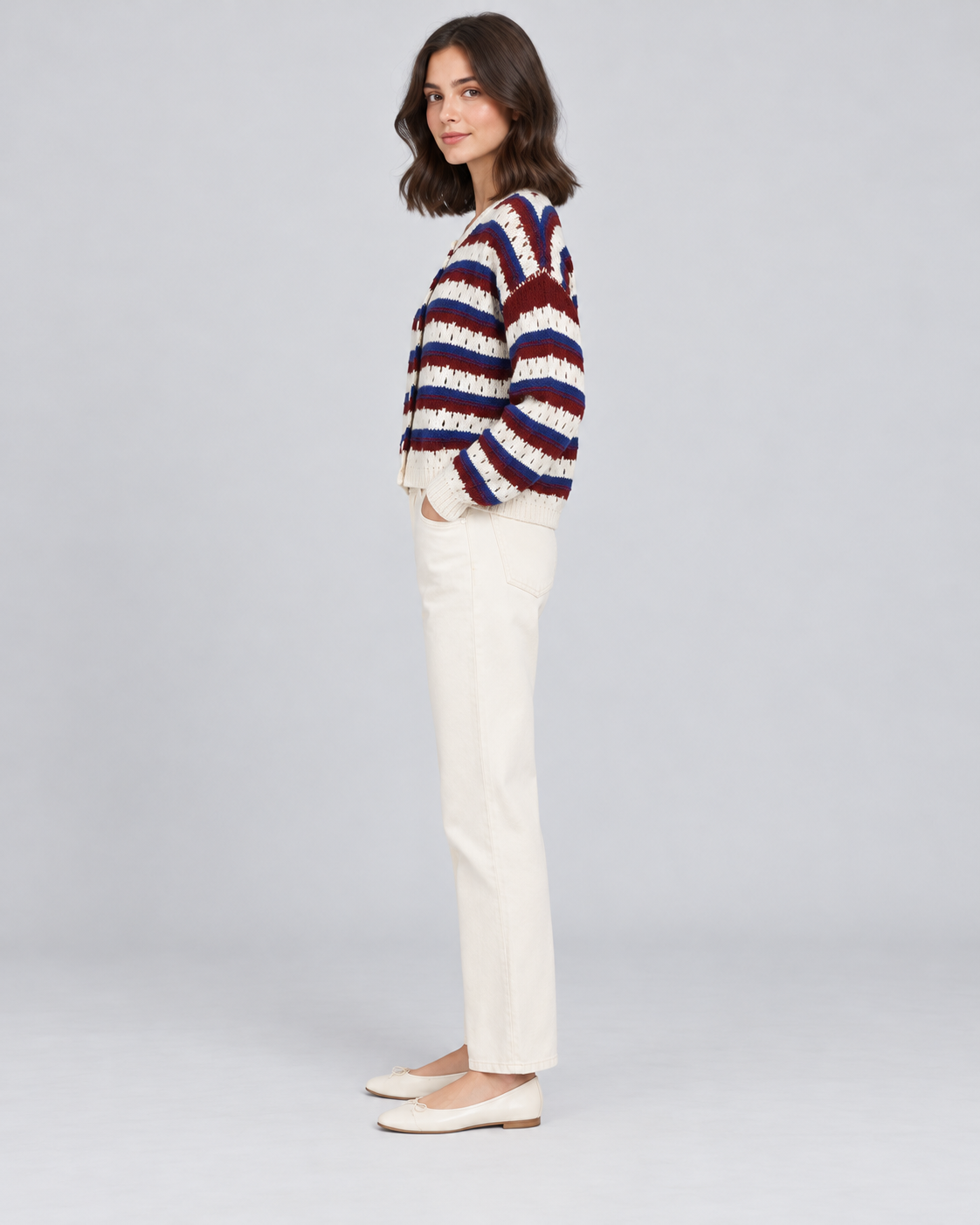 CARDIGAN ÉPAIS RAYÉ BOUTONNÉ