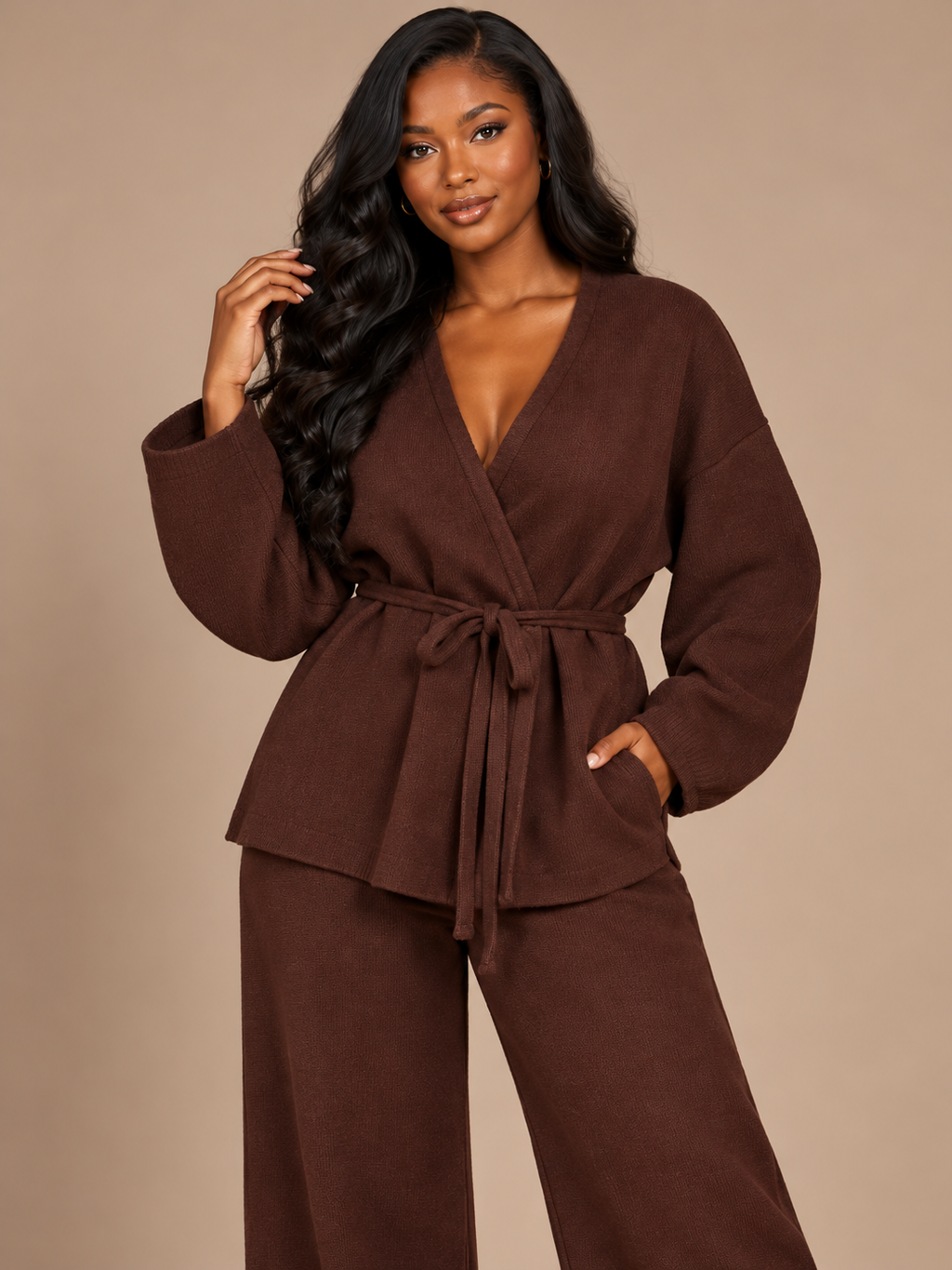 ENSEMBLE CARDIGAN CROISÉ PANTALON