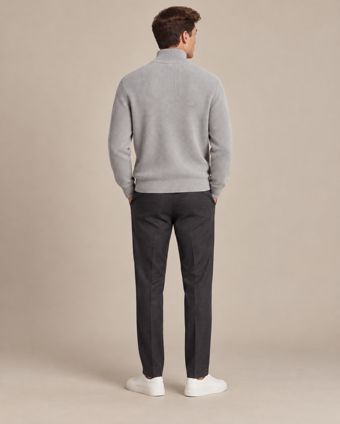 PULL COL MONTANT EN MAILLE DEMI-ZIP