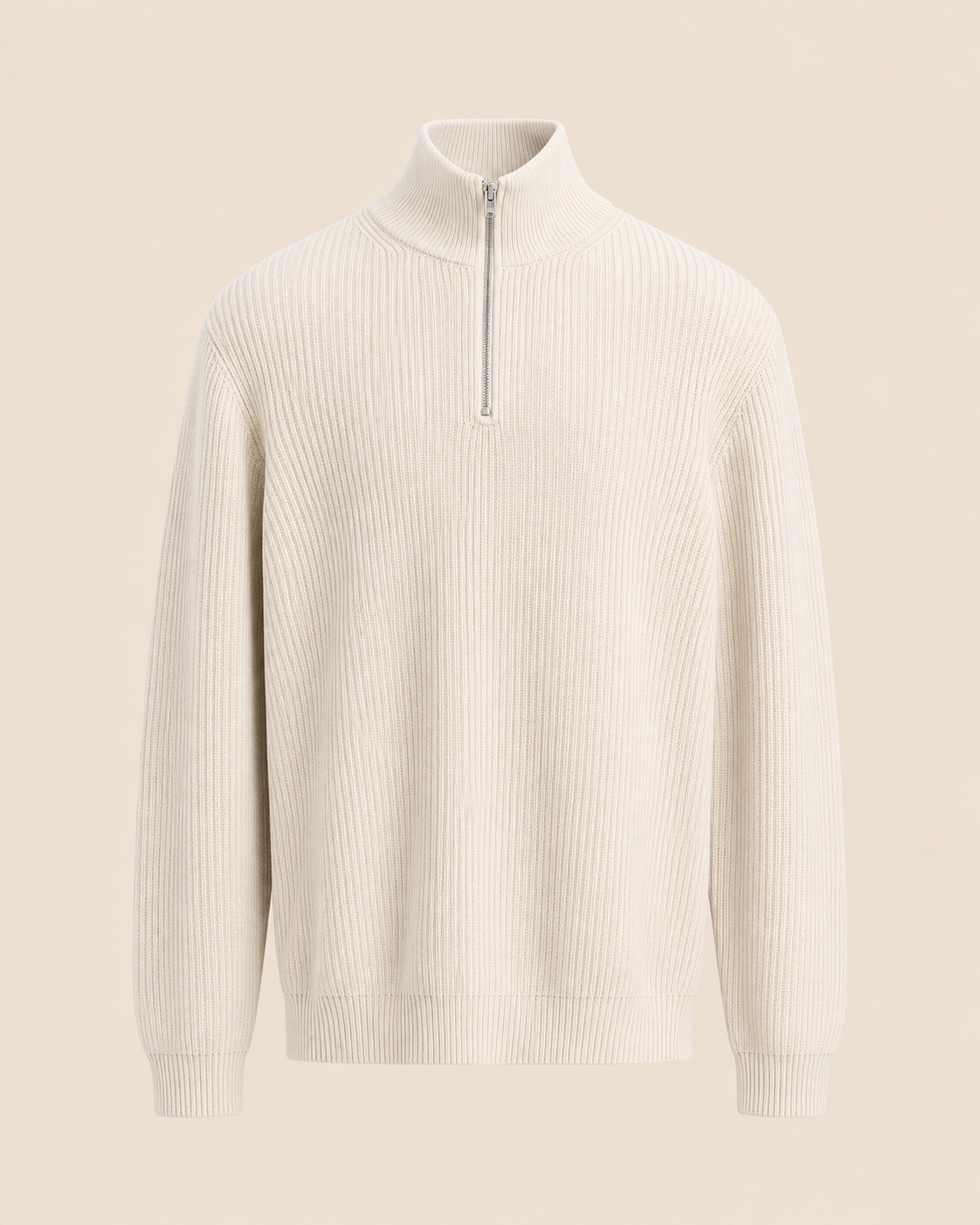 PULL COL MONTANT EN MAILLE DEMI-ZIP