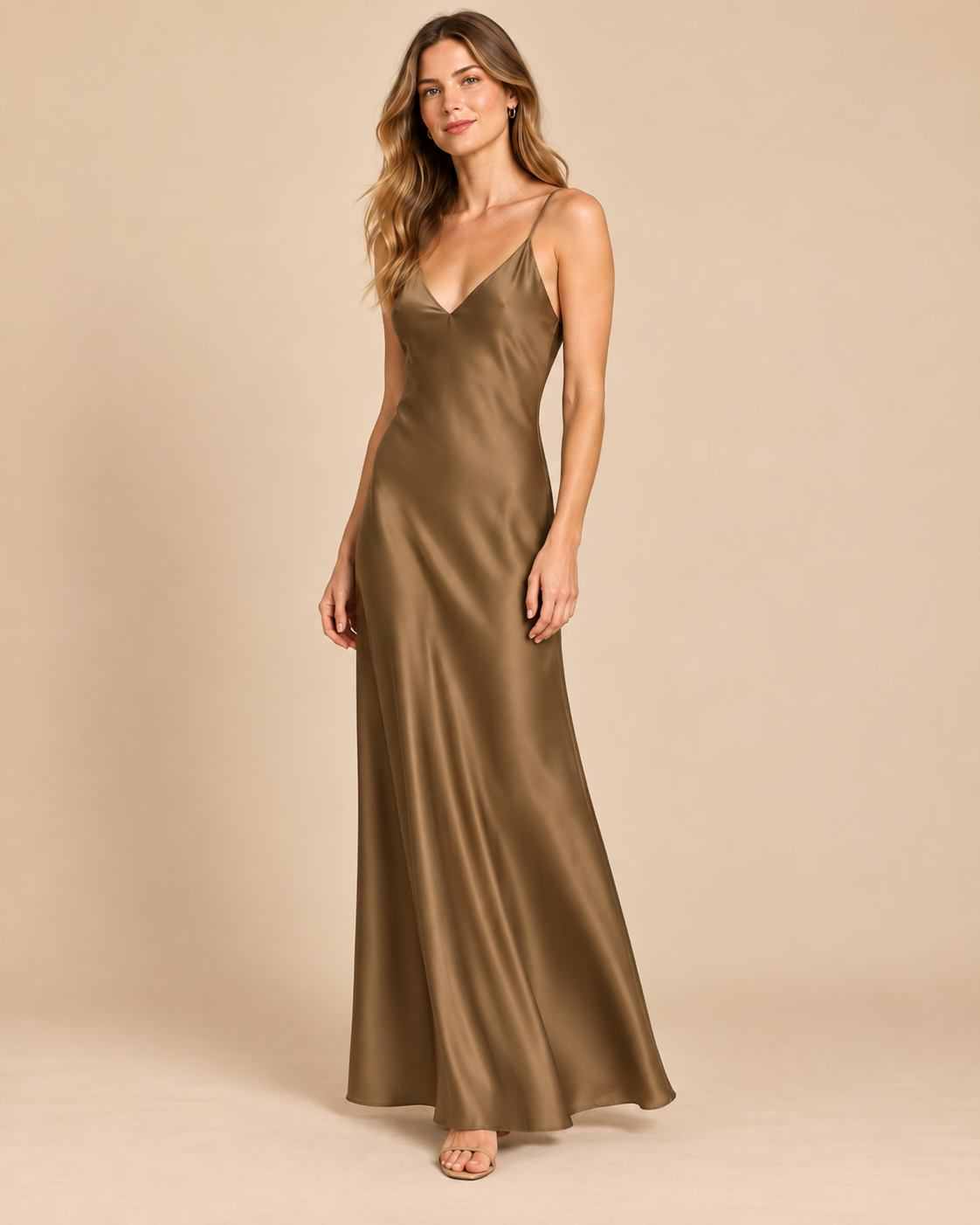 ROBE LONGUE SATINÉE À BRETELLES
