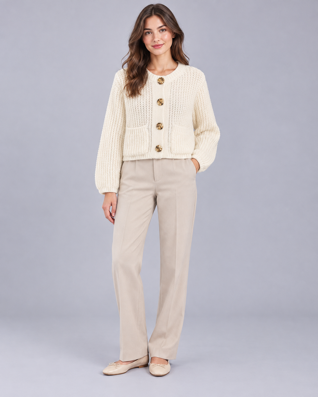 CARDIGAN ÉPAIS UNI BOUTONNÉ