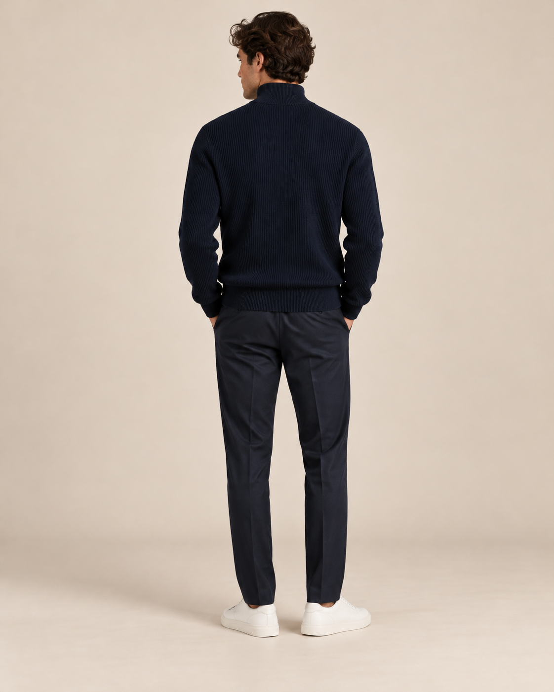 PULL COL MONTANT EN MAILLE DEMI-ZIP
