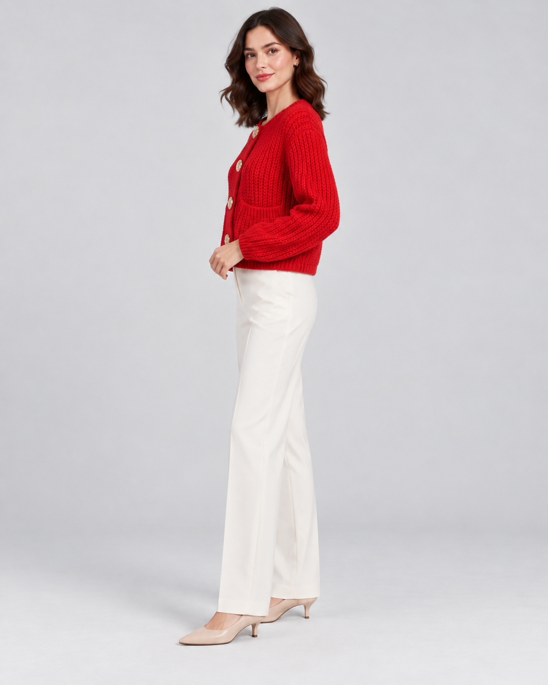 CARDIGAN ÉPAIS UNI BOUTONNÉ