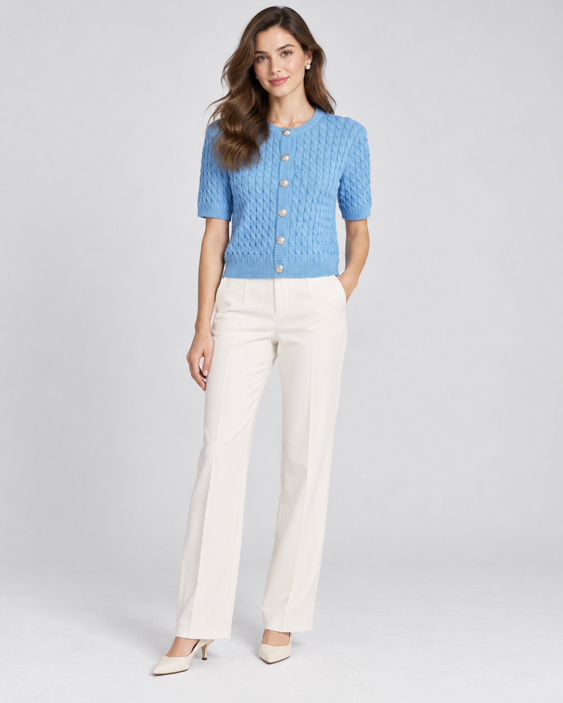 CARDIGAN MANCHE COURTE BOUTONNÉ