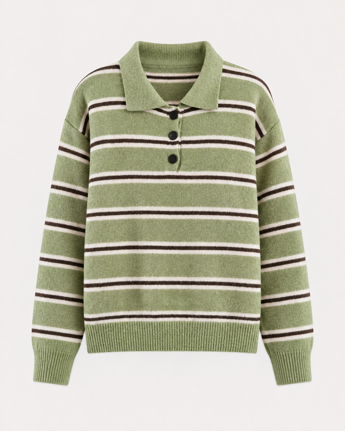 PULL POLO RAYÉ VERT