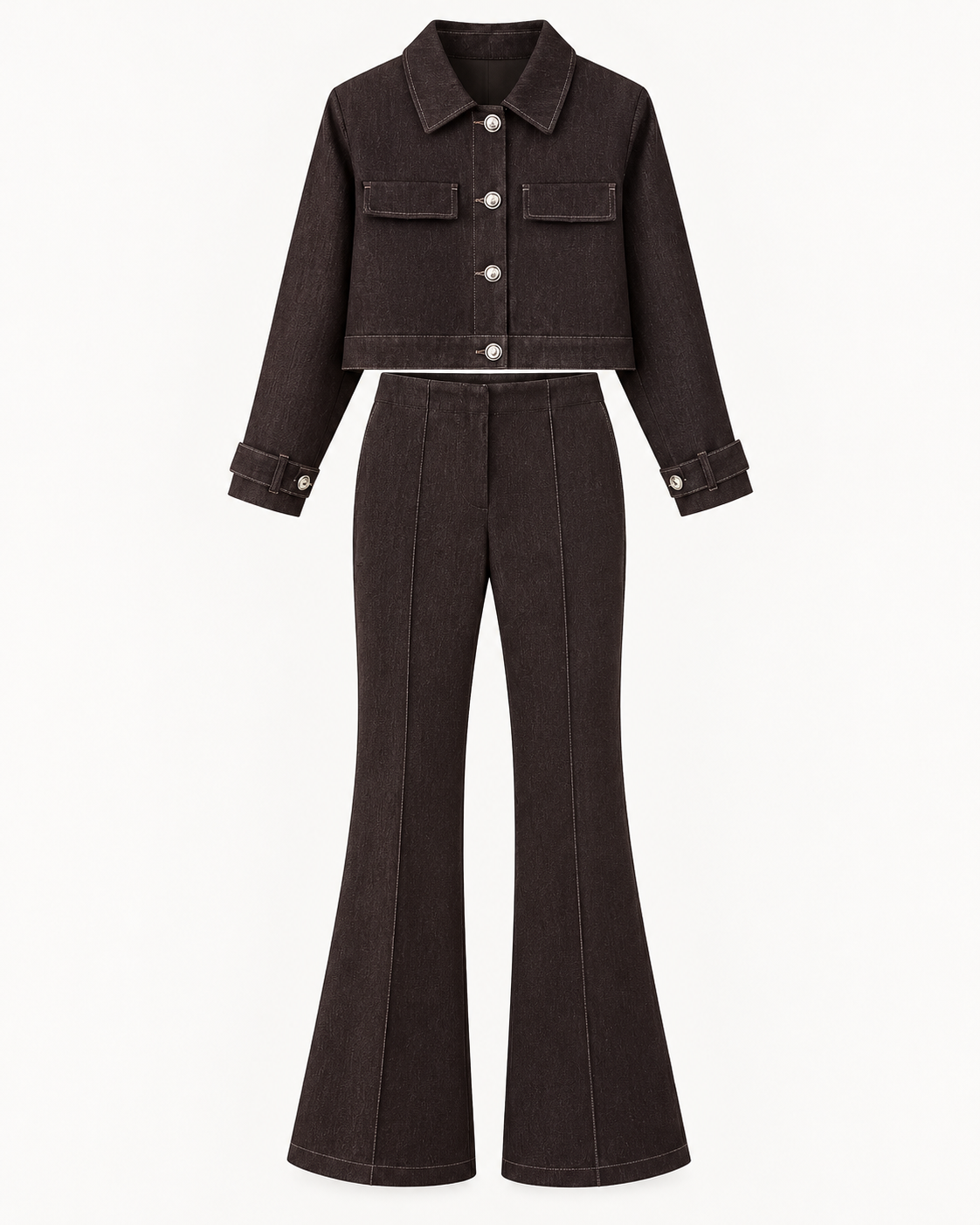ENSEMBLE VESTE COURTE BOUTONNÉE PANTALON