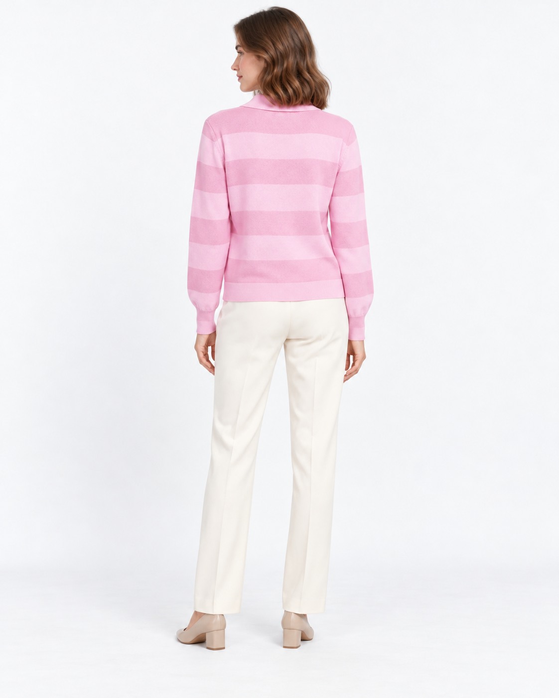 CARDIGAN RAYÉ ROSE BOUTONNÉ