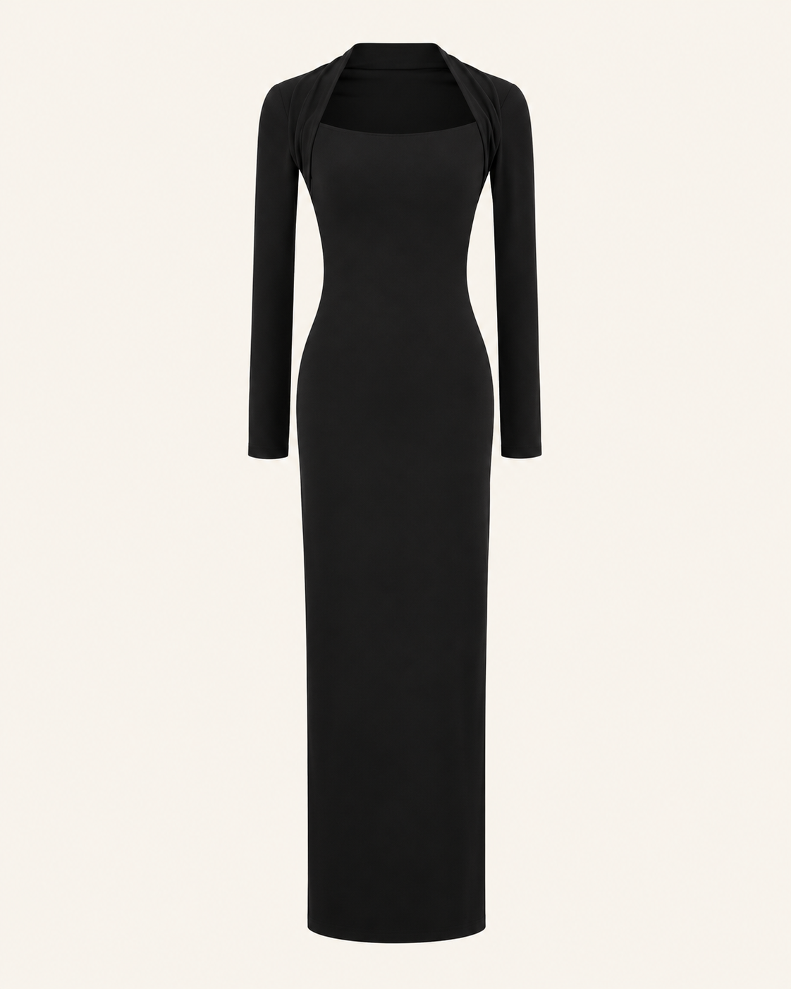 ROBE LONGUE EN MAILLE COL CARRÉ