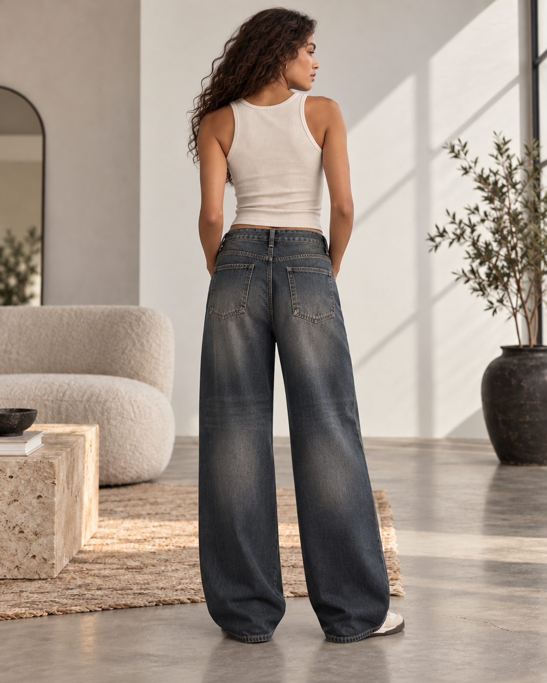 JEAN LARGE À CEINTURE