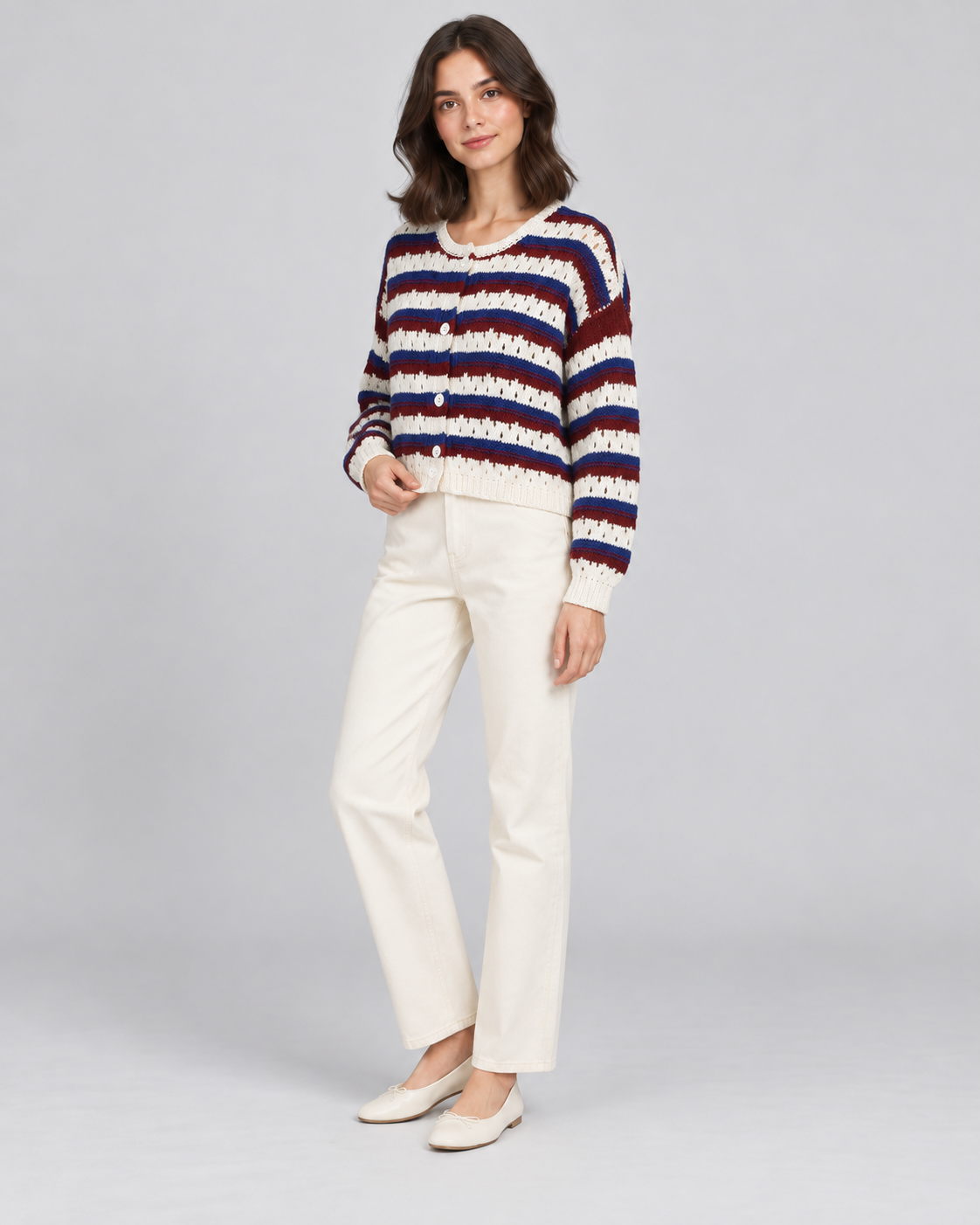 CARDIGAN ÉPAIS RAYÉ BOUTONNÉ