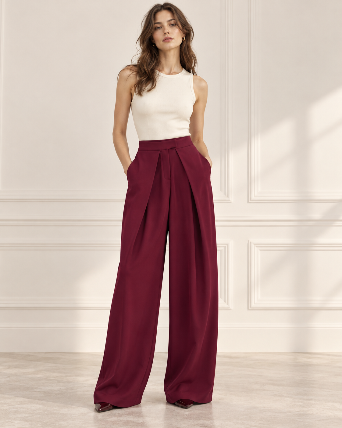 PANTALON LARGE À PINCES