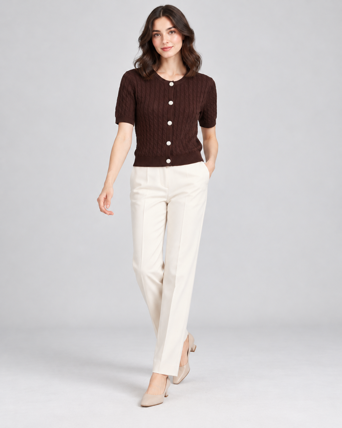 CARDIGAN MANCHE COURTE BOUTONNÉ