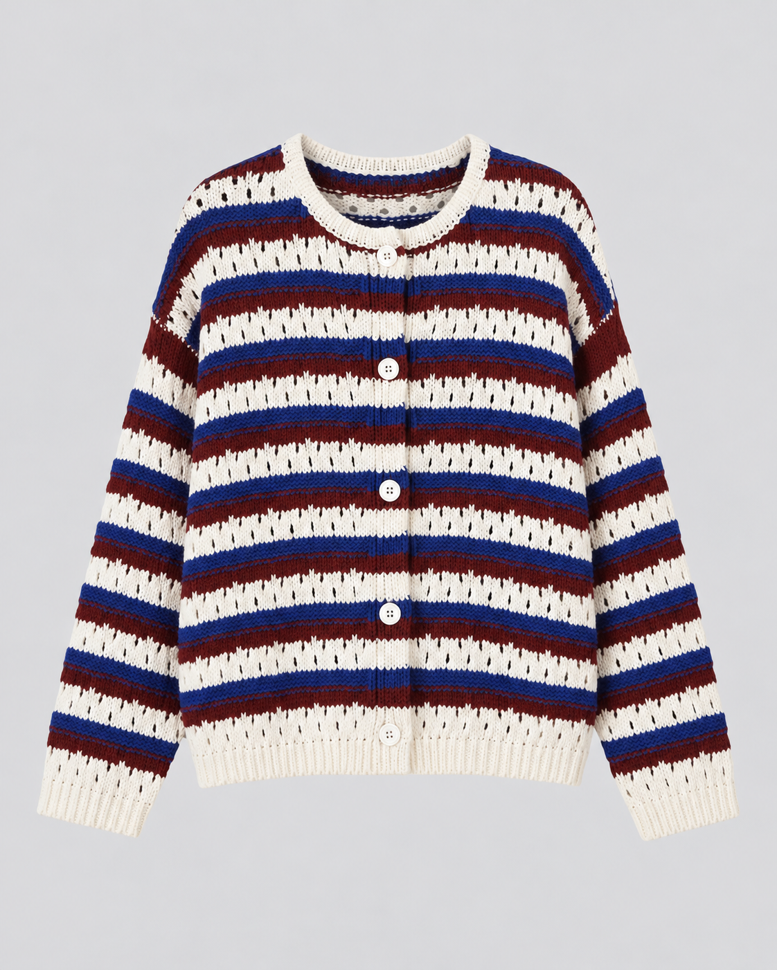 CARDIGAN ÉPAIS RAYÉ BOUTONNÉ