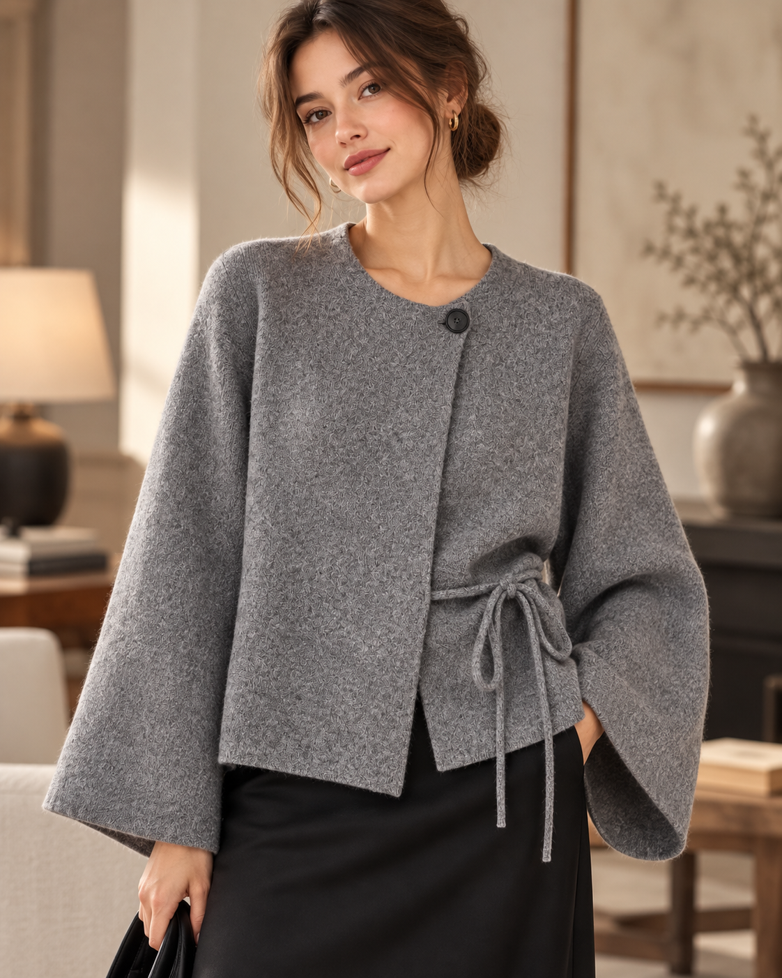 CAPE / PONCHO EN MAILLE AVEC CEINTURE