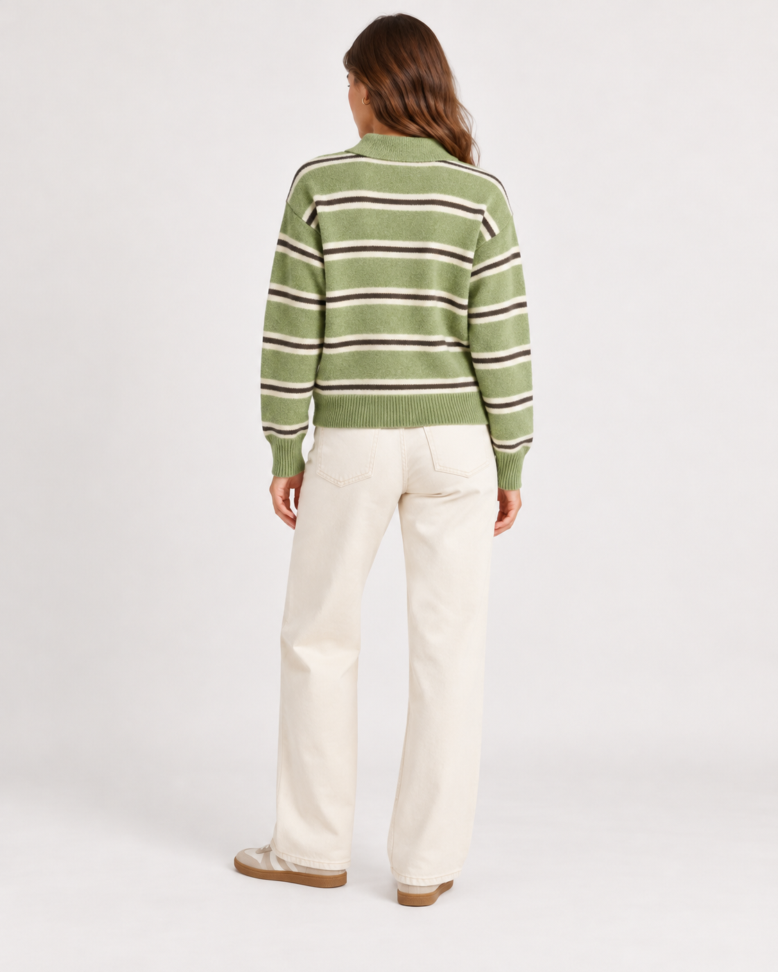 PULL POLO RAYÉ VERT