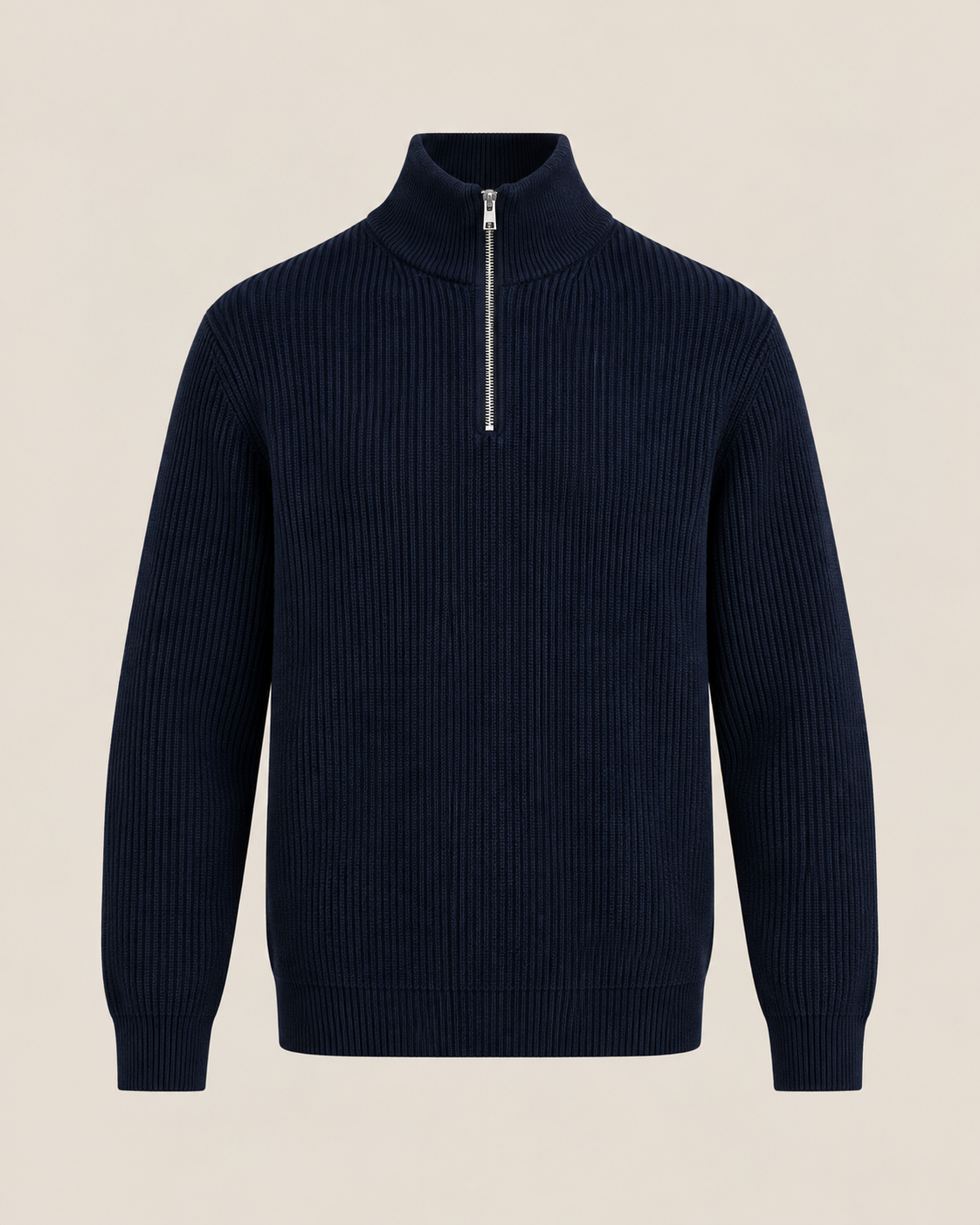 PULL COL MONTANT EN MAILLE DEMI-ZIP