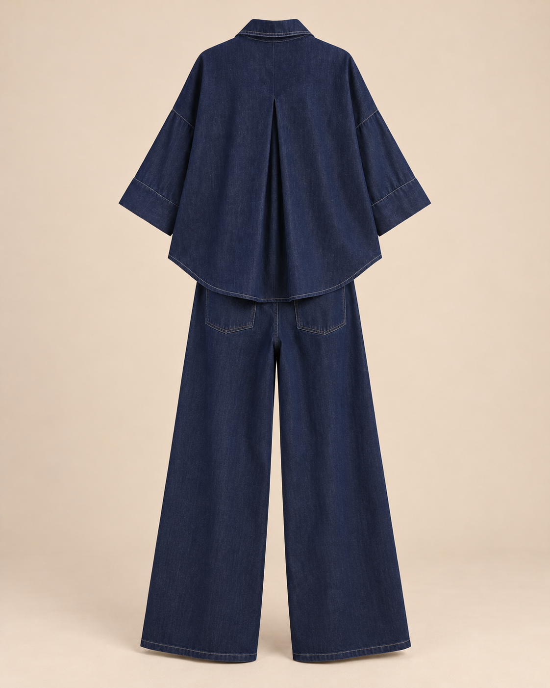 ENSEMBLE CHEMISE EN JEAN PANTALON LARGE