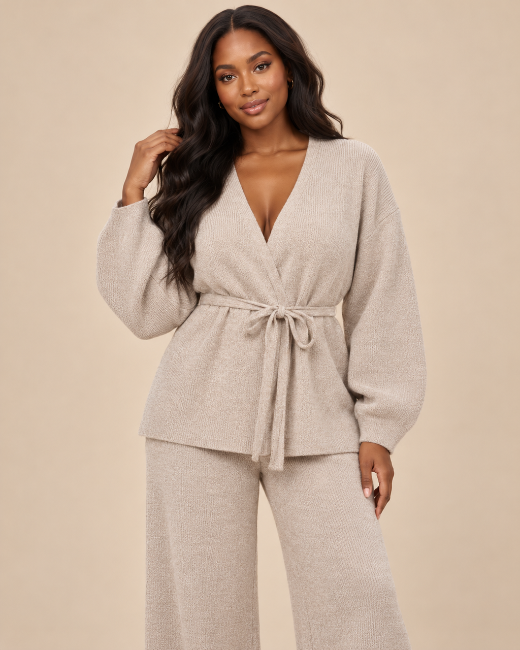 ENSEMBLE CARDIGAN CROISÉ PANTALON
